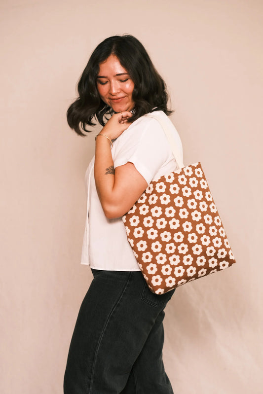Mocha Flower Tote