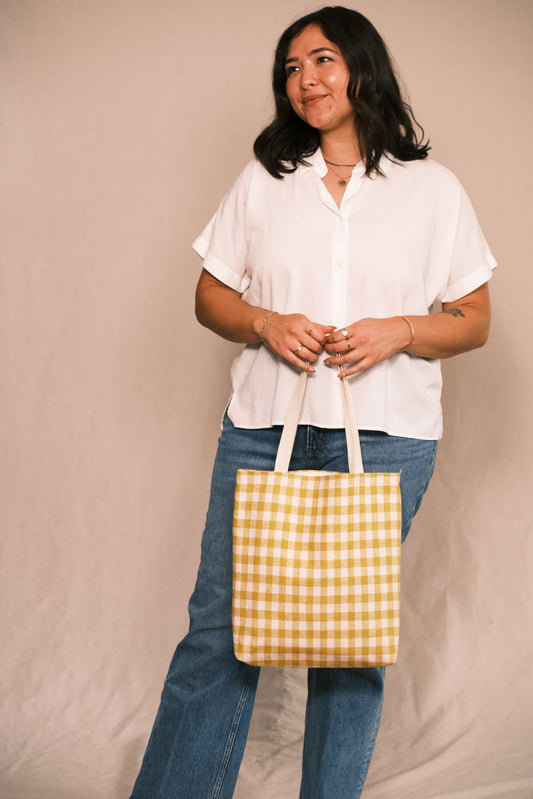 Citron Gingham Tote