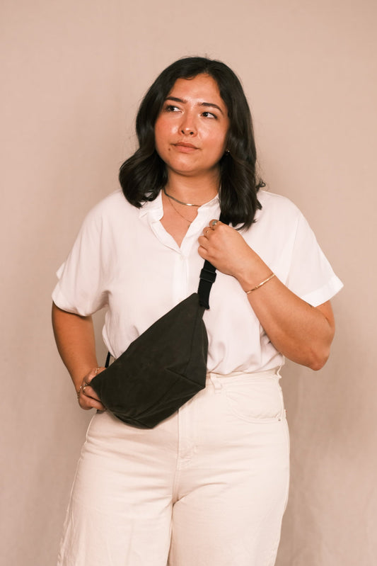 Waxed Canvas Sling Bag - Dark Chocolate Brown