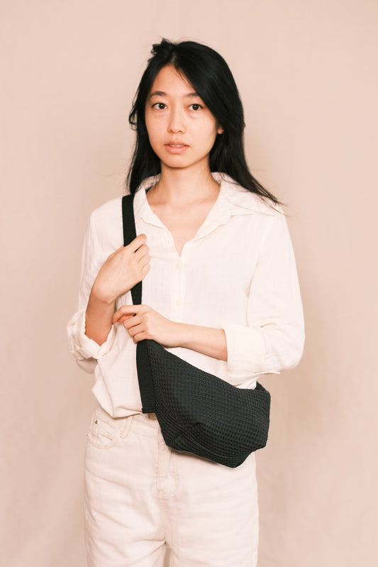 Waxed Canvas Sling Bag - Jet Black