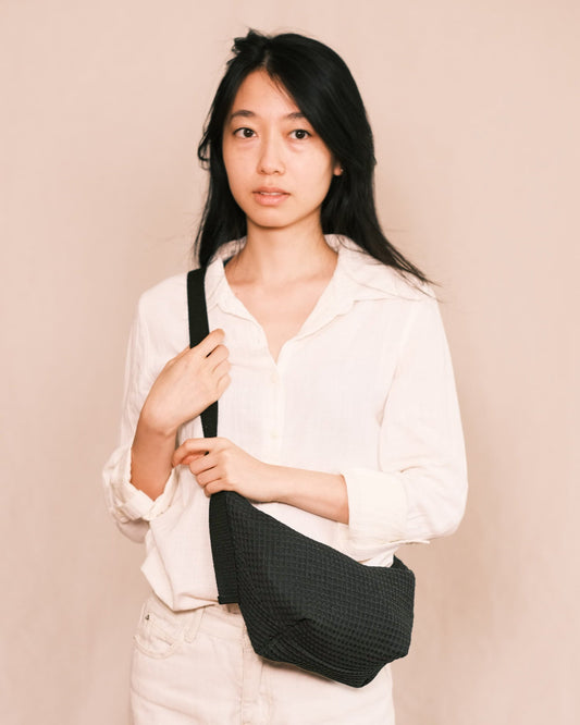 Waxed Canvas Sling Bag - Jet Black