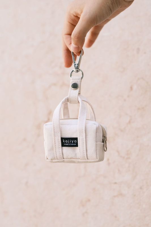 Micro Duffle Keychain - Natural Canvas