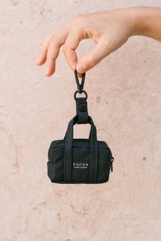 Micro Duffle Keychain - Black Waxed Canvas