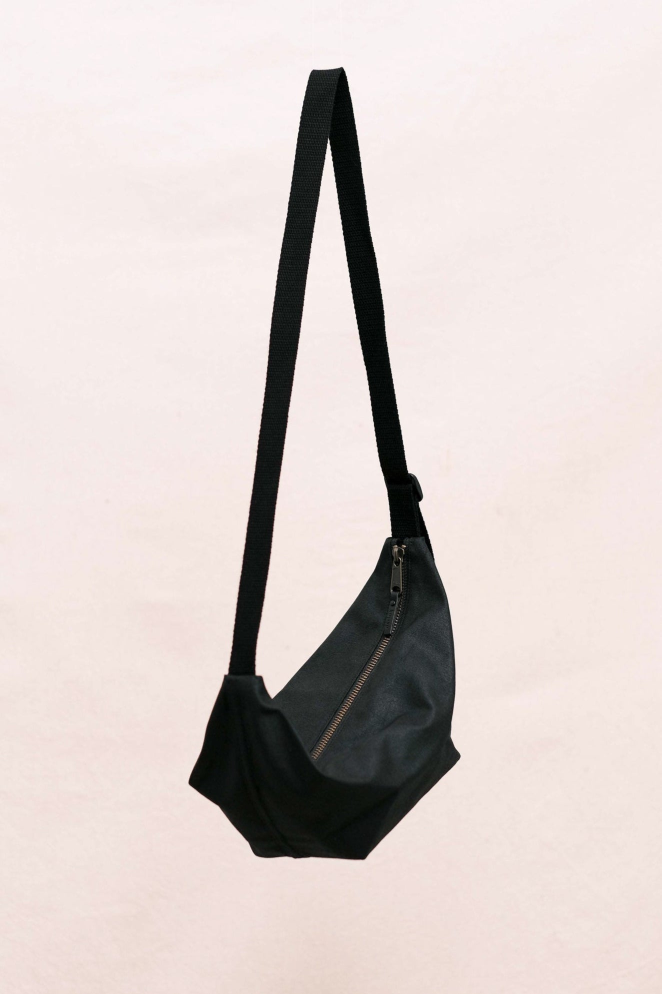 Waxed Canvas Sling Bag - Jet Black