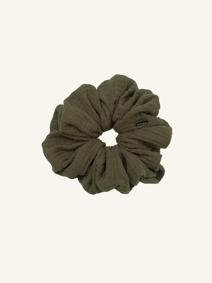 Scrunchie - Dark Olive Green Gauze