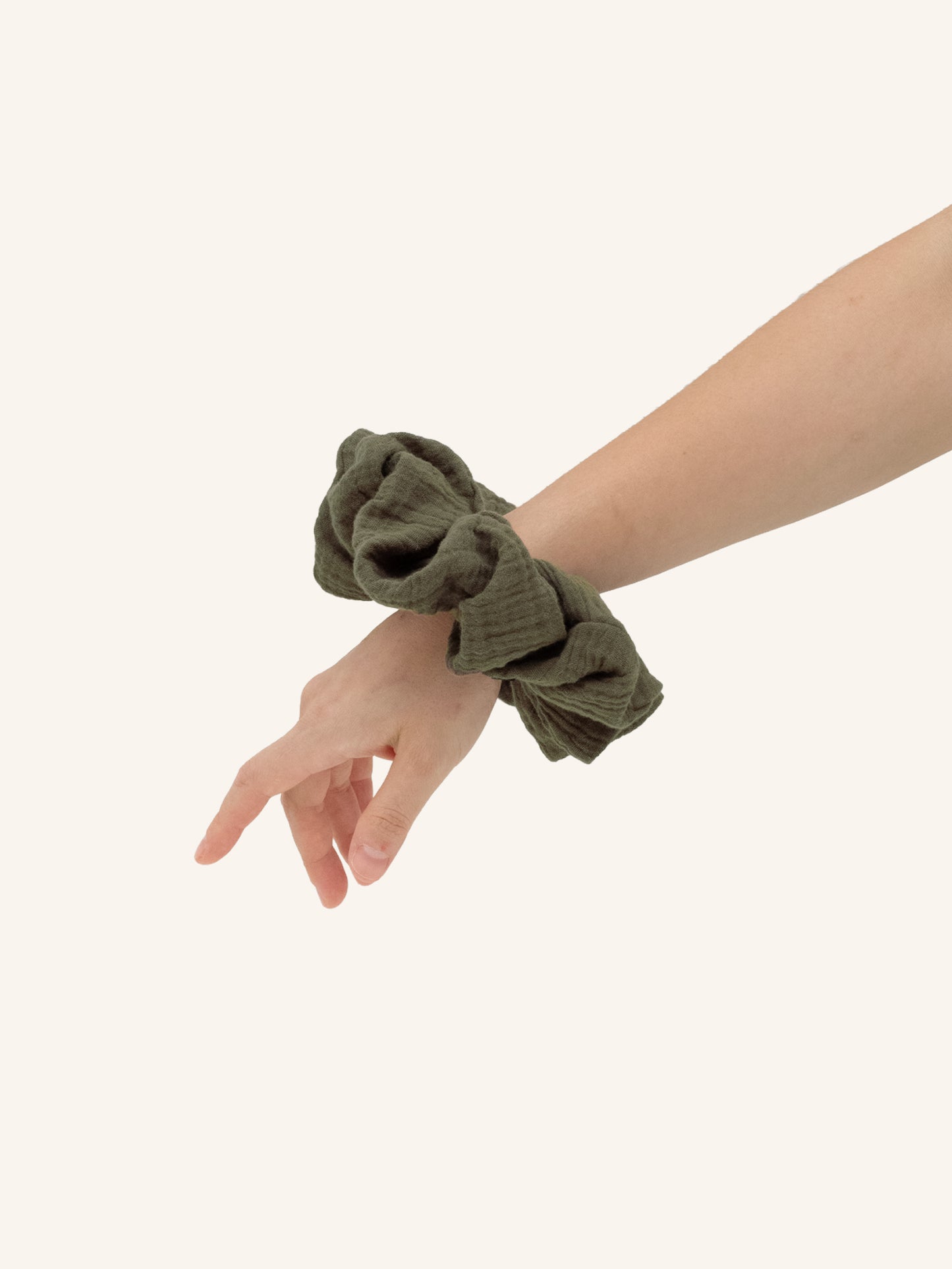 Scrunchie - Dark Olive Green Gauze