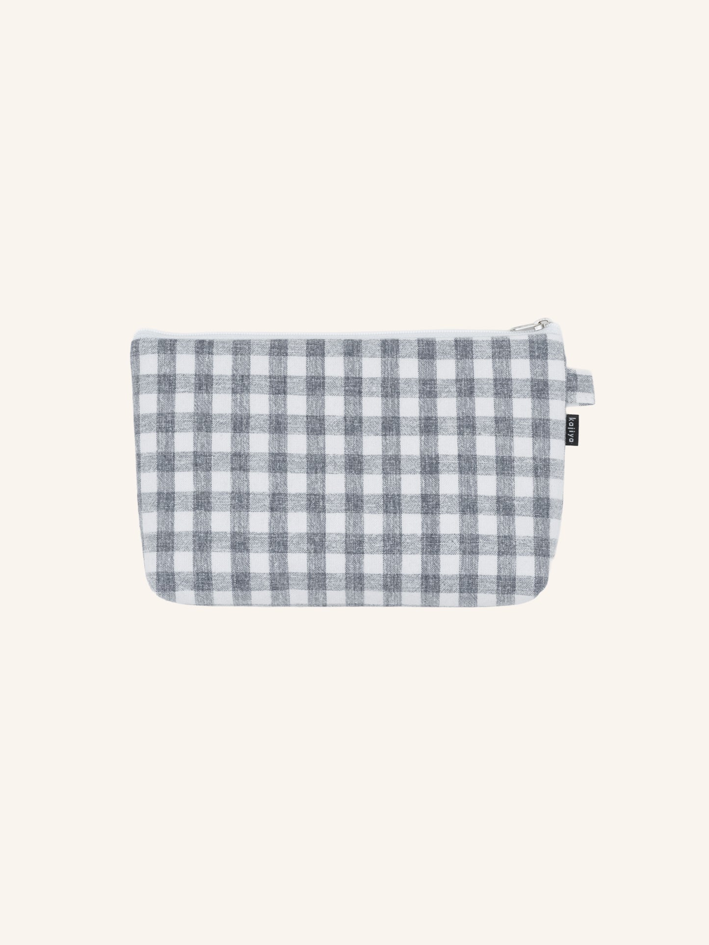 Zipper Pouch - Dusty Blue Gingham