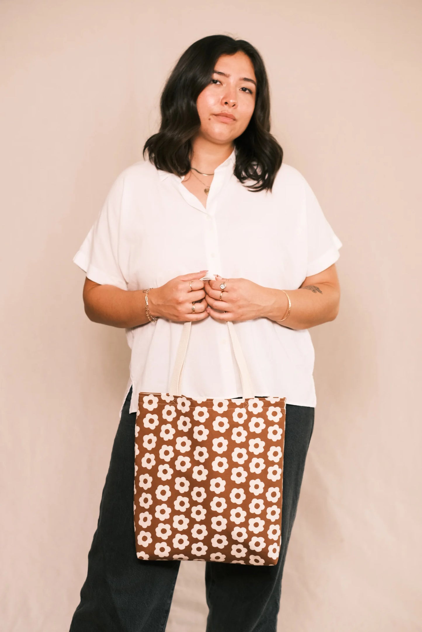 Mocha Flower Tote
