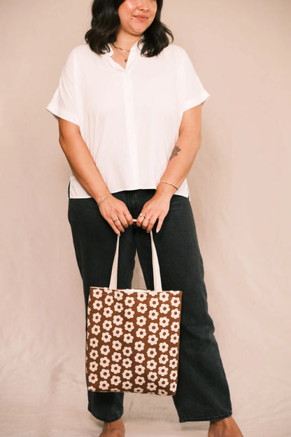 Mocha Flower Tote