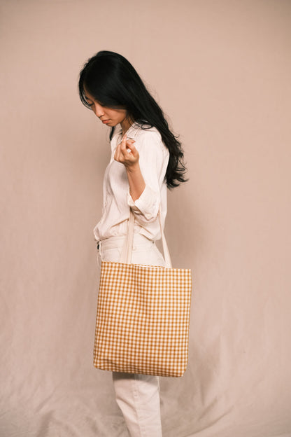 Mustard Check Tote