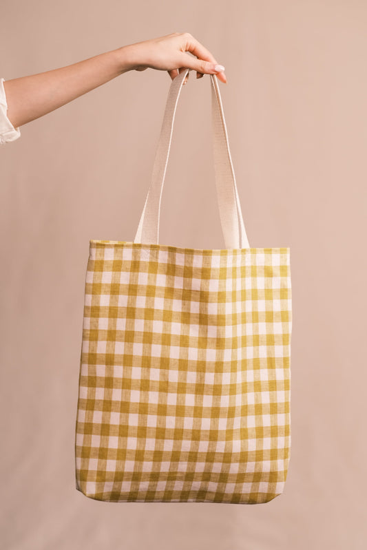 Citron Gingham Tote
