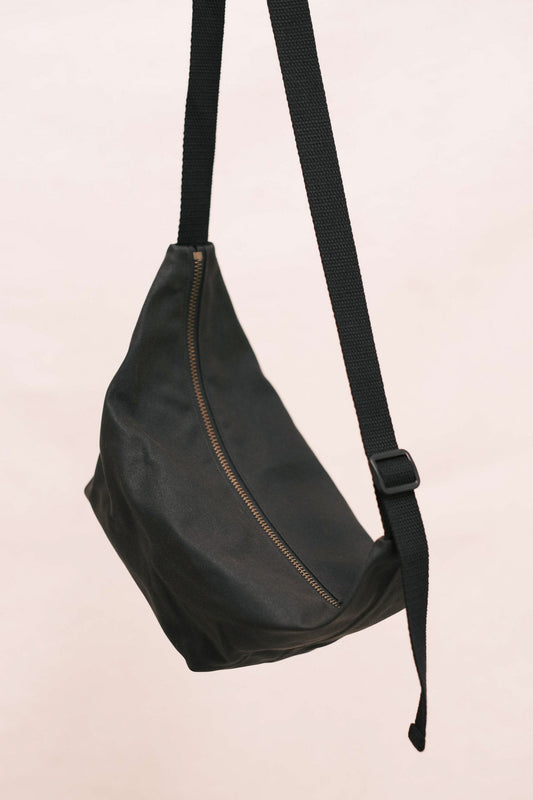 Waxed Canvas Sling Bag - Dark Chocolate Brown