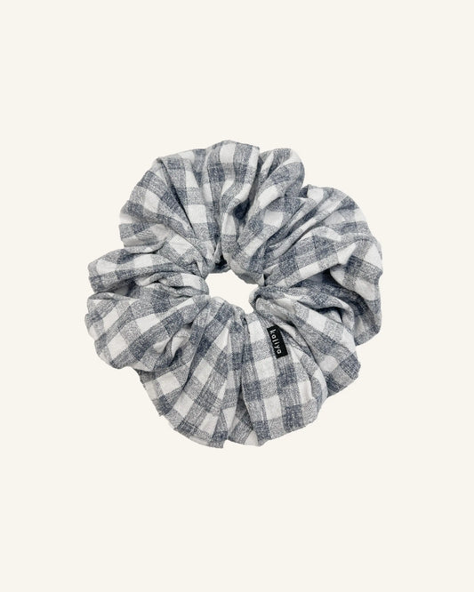 Scrunchie - Grey Blue Gingham