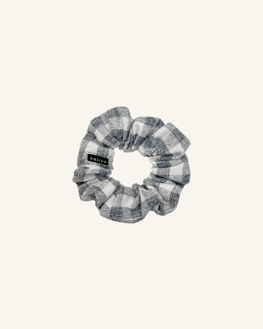 Scrunchie - Grey Blue Gingham