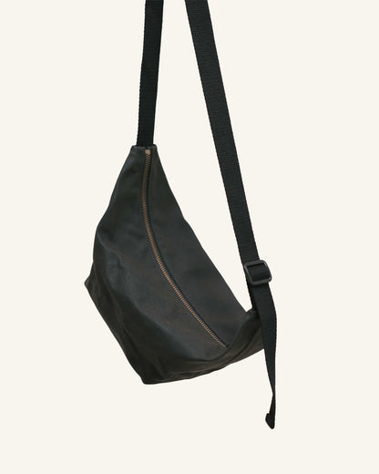 Waxed Canvas Sling Bag - Dark Chocolate Brown